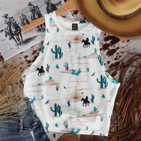 Fun Western Pink Tanks in various colors and sizes Xs-4Xl - Picture 7 of 8